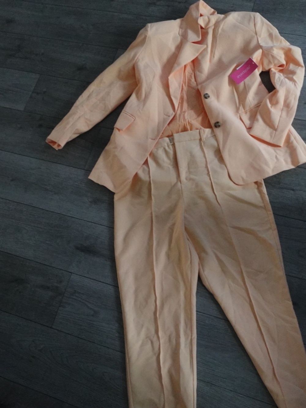 Women's Peach Tailored Blazer & Trousers Set
